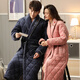 Mandelefin Couple Sleeve Couple Sleeve Women's Winter Three-layer Thickened Cotton Jacket Pajamas Men's Long Fleeve Bathrobe 9848 Women's M (80-100Jin [Jin equals 0.5 kg])