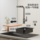 Jiumu Sink Nano Gun Gray SUS304 Thickened Stainless Steel Vegetable Basin Kitchen Handmade Large Single Tank Home Dishwasher Pot Selling Package + Water Cleaning Faucet + Soap Dispenser 680mm*450mm