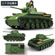 Полные короны строительные блоки Quan Guan, совместимые с военной серией LEGO KV-2 Второй мировой войны, модель танка, сборка малых частиц, образовательные игрушки мальчик T-70 Light Tank [689 частиц]