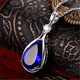Old Phoenix gemstone necklace Korean version 13 carat 5A grade tanzanite pendant plated white 18K sapphire pendant does not contain chain Lao Fengxiang quality