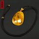 Amber School, one thing, one picture, one certificate, natural beeswax pendant, amber pendant, necklace, sweater chain, gold twisted honey, beautiful pattern, pendant, 19.71g, 54*38*14mm