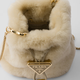 PRADA/Prada gift women's shearling mini clutch shoulder bag light brown