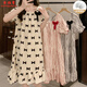 Xiangyaxin summer chest pad short-sleeved nightgown for women woven cotton 2024 new summer sweet princess style home clothes pajama thin 9901-4 color love M