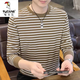 啄木鸟（TUCANO）春秋纯棉长袖t恤男士中青年休闲时尚百搭条纹体恤打底衫上衣潮 9930咖啡 XL (建议135150斤)