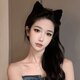 Danqin Cute Plush Cat Ears Headband 2025 New Autumn and Winter Face Wash and Make-Up Headband Sweet Hairpin Black Plush Cat Ears Headband