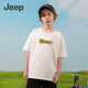 Jeep Kinder kurzärmeliges T-Shirt für 2025 Frühlings- und Sommer-neue pure Baumwolljungen und Mädchen loser Druck trendy kurzärmelig White-1349 140 [Empfohlene Höhe 135-145 cm]