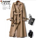 Woodpecker windbreaker women's mid-length 2025 spring and autumn new Korean style large size small popular British style coat over the knee coat khaki plaid lining L recommended 115-130 Jin Jin equals 0.5 kg