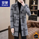ROMON new winter woolen coat men's mid-length plus velvet warm windbreaker casual men's woolen coat light gray 3XL