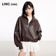 Jin Yujies neuer Frühling 2025 Bubble-Sensing-Proteinleder Kurzjacke für Frauen kurzer Revers Lose Jacke S251JK032y