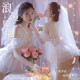 DL 1998胖东来品质【专注高品质】情趣婚纱新娘婚纱战袍床 白色婚纱【头纱+吊带裙+臂环*2+