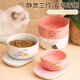 Omán Lisa Cat Bowl Temperatura constante Calefacción de agua Tazón Máquillo de yogurt tazón de agua para beber Invierno Aislamiento Cerámico Food Food Bowl Pet Gato Agua Dipense [850 ml] Tazón de cerámica blanca nevada + temperatura de un nivel Almohadilla de temperatura constante ajustable