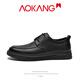 Aokang men's leather shoes 2025 new winter casual business formal wear high-end shoes men's soft sole comfortable British shoes black 41