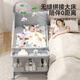 
ULOP (ULOP) crib multi-functional bed foldable splicing crib movable baby bed with diaper table newborn shaker Yunmeng one-piece folding cradle crib