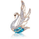 WOUG Fashion Swan Brooch Women's Versatile Suit Corsage Large Pin Crystal Accessories Korean Style B17L Blue