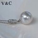 V&C 18K diamond Australian white pendant simple model 11-12MM cold light flawless Australian seawater white pearl necklace 18K+ diamond (excluding chain) 11-12MM
