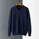 Ordos cashmere sweater men's pure cashmere V-neck thickened sweater pullover base shirt 2025 autumn and winter black XL