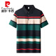 Pierre Cardin Camisa para hombres Summer New Pure Cotton STRINGLA STRING Camiseta Camiseta de manga corta Men's Light Luxury Business Casual Striped Black (829) M