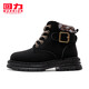 Pull back children's shoes children's fashion rhubarb boots 2026 autumn new wear-resistant leather boots for boys and girls students British style boots black 26 inner length about 16.86cm