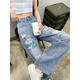 Ranad Kee zerrissen gestickte Weitbeinjeans für Frauen im Herbst New High-Taisten lose schlampige Hose für Frauen für Frauen Sy9918 Blue M.