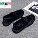 Cartelo Trendy Brand Summer Herrenschuhe Herren schwarze Lederschuhe Herren ein Fuß dicker alleiner Bohnenschuhe Britische Freizeitschuhe formelle Geschäfte 9905 Black 39