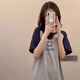 COLORFUL GEMS春夏季显瘦睡裙宽松短袖韩版家居长裙 1105#灰色表情包裙 均码