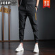 JEEP SPIRIT ice silk solid color casual pants men's tying pants harem pants small feet pants quick-dry printed sports casual pants black thin elastic 9900190000 solid color M single piece slim fit recommendation 95-110Jin [Jin equals 0.5 kg]