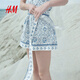 H/M Frauen -Strampler 2025 Sommer Neuer modischer Baumwollpopel -Jumpsuit 1285145 Weiß/Blau -Muster M 160/88