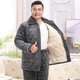 Xuanduoqi Pajamas hommes en hiver épaissis de corail épaissis en velours à trois couches papa de flanelle de coton de l'âge moyen et de vêtements de maison âgée C9903 # hommes gris noir [Velvet de lait] xxxl (165-200jin [Jin est égal à 0,5 kg])