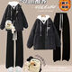 Fhhuabd Winter Frauenkleidung volle Set kleiner süßer Plüsch-verdickter Beutel für weibliche Studenten koreanische louse Brotplüschschwarze Hose 1396# S Empfohlen 80-95jin [Jin gleich 0,5 kg]