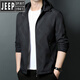 JEEP SPIRIT春秋季夹克外套男士薄款中青年时尚休闲百搭可拆卸连帽上衣 K12127款绿色(可脱卸帽) M 170