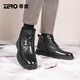 零度Zero马丁靴男秋冬新款高帮加绒保暖棉靴男士潮流百搭工装靴子 黑色 39