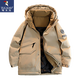 Woodpecker (TUCANO) large-size men's winter work down jacket for men's fat men loose and fat plus larger windproof waterproof and warm hooded jacket 5277-Military green [New national standard white duck down] 5XL Recommended 220Jin[Jin equals 0.5 kg]-245Jin[Jin equals 0.5 kg]