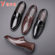 YRC Yierkang Leather Chaussures Business Business Business Mens Formel USEMENTS MENS SOLIP SOME SOLD SOLD SOP SOft Cuir d'âge moyen et de papa âgée 6626 Black 42