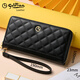 Jinlilai Wallet Damen Long Leder Reißverschluss Clutch Clutch 2025 Einfache Brieftasche Trendy Clutch Clutch Geschenk für Frau Mobiltasche Schwarz [offizieller Straight Shipping. Eine falsche eine feine Sache zehn] kleine Tasche