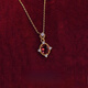 Pigeon Blood Tourmaline Necklace Women's 18K Gold Rouge Ruby Retro Pendant Clavicle Chain Gold and Silver Chain Rouge