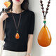Maibaofang honey wax pendant imitation retro old necklace safe buckle gourd long sweater chain ethnic style men and women accessories hanging water drop wood bead chain
