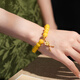 Qingchengshan Cultural and Creative Beeswax Bracelet Amber Chicken Fat Yellow Nanhong Bracelet Women's Turquoise Raw Mineral Transfer Buddha Beads Birthday Gift Beeswax Plum Blossom Bracelet Has Been Fragranced
