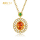 BOGLIA Necklace Women's Fanta Stone 18 Gold K Diamond Orange Gemstone Colorful Design Pendant Birthday Gift for Wife 18 Gold K Fanta Stone Necklace Brand Gift Box