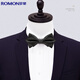 Romon Men's Bow Tie Wedding Groomsman Best Man Formal Shirt Black Double-layer Bow Tie Black Gift Box
