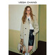 VEGA CHANG Trench Coat Coat Women's 2025 Spring and Autumn New Medium-length High-end Solid Color Coat Bean Paste Green M
