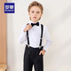 
Romon children's dress June 1st performance suit boy graduation host long sleeve trousers strap suit black 170