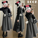 
Geman maternity suit autumn 2025 strap maternity dress fashionable fashionable pregnant mother high-end spring and autumn suit black base shirt + gray strap skirt two-piece set XL