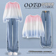 Yoyo One (Yoyo One) Mädchen Herbst Set 2025 Neue Herbstkleidung mittelgroße große Kinder modische Sweatshirt Kinder Frühlings- und Herbst -Internet -Promi -Kleidung 13068 Blau 150 cm