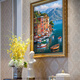 Landschaftsmalerei von Portofino Town, Diqi, Eingang, dekoratives Malerei, handbemaltem Ölmalerei, Korridor, Korridor, hängende Malerei, Esszimmer Wandmalerei 692 Gold Massivholz Rahmen 100x180