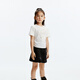 Little MO&Co. antibacterial children's clothing autumn new style girls love series simple elastic short-sleeved T-shirt white 110 110/56