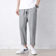 Jewish casual pants for men in summer new loose ice silk straight sport nine-point pants for men conical Korean style trendy trousers 9904 cement grey L