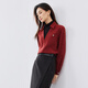 Shandu Bila New Year Red Elegant Temperament Fake Two-piece Shirt Women's Winter Half-High Collar Right Shoulder Pullover Workplace OL Style Shirt