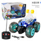 Remote control dump truck stunt roll off-road vehicle rechargeable remote control car children's boy toy racing car deformation 18CM blue light + 6 music small gift box packaging rechargeable + 360 flip + drop resistance