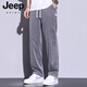
JEEP SPIRIT Tennis Jeans Men's Summer Thin Style Trendy Brand Straight Loose Men's Ice Silk Wide Legs Summer Casual Long Pants 1048 Black-HJ M