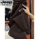 JEEP SPIRIT Jeep sweatpants large size autumn and winter embroidered harem plus velvet pants for men and women loose slimming leggings sports and leisure green 2XL 125-150Jin Jin equals 0.5 kg